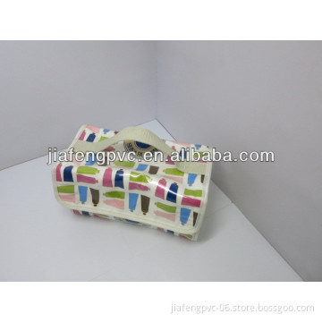 Transparent PVC Waterproof Cosmetic Bag with Printed Cotton Lamination